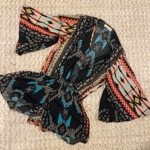 Aztec bell sleeve romper